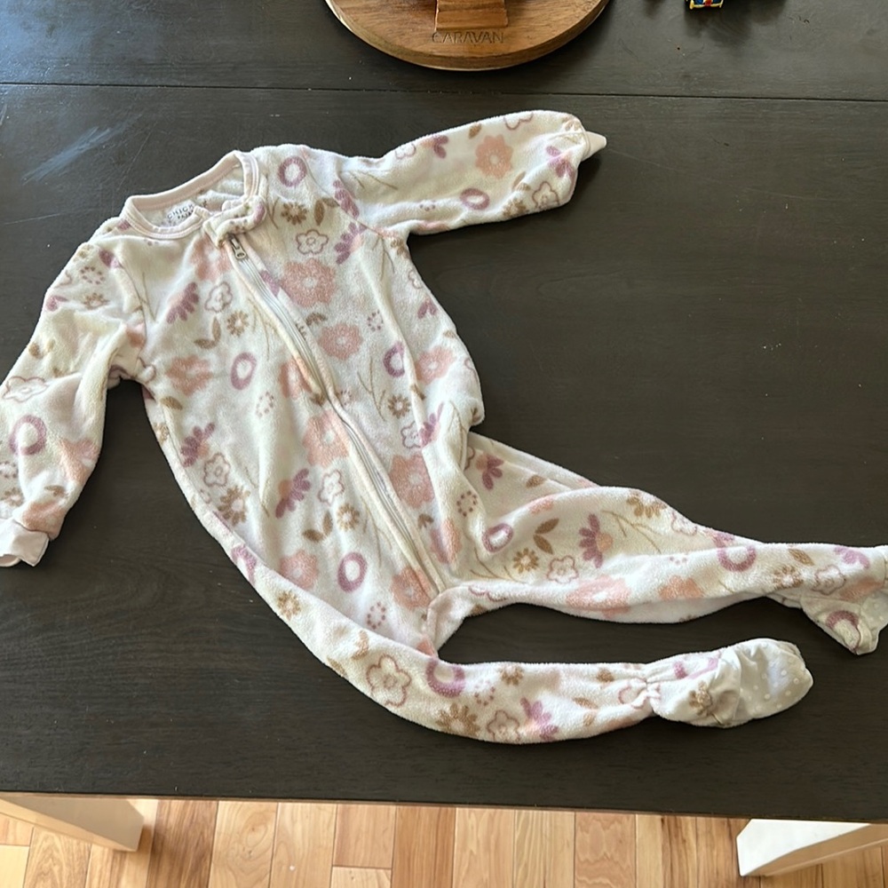 Chick Pea Cream and Pink Footies One Piece